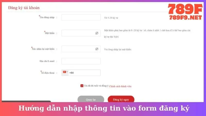 Hướng dẫn nhập thông tin vào form đăng ký