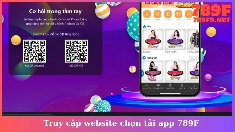 Truy cập website chọn tải app 789F